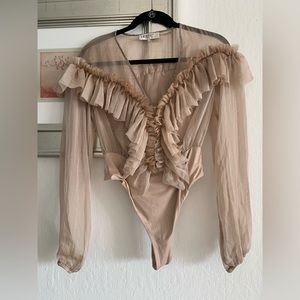 House of CB organza silk bodysuit in pristine condition size XS